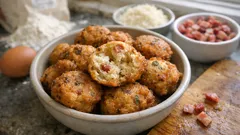Frittelle salate con pancetta e pecorino: il riposo in frigo per farle più croccanti